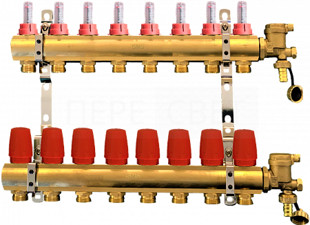 Коллекторная группа с расход.SMSНЕРЖ1"x3/4" 8 вых