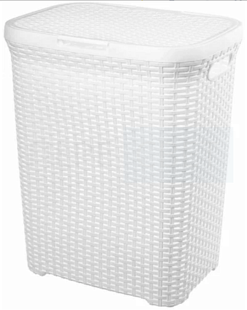 Корзина для белья 60л Ротанг (Белый)